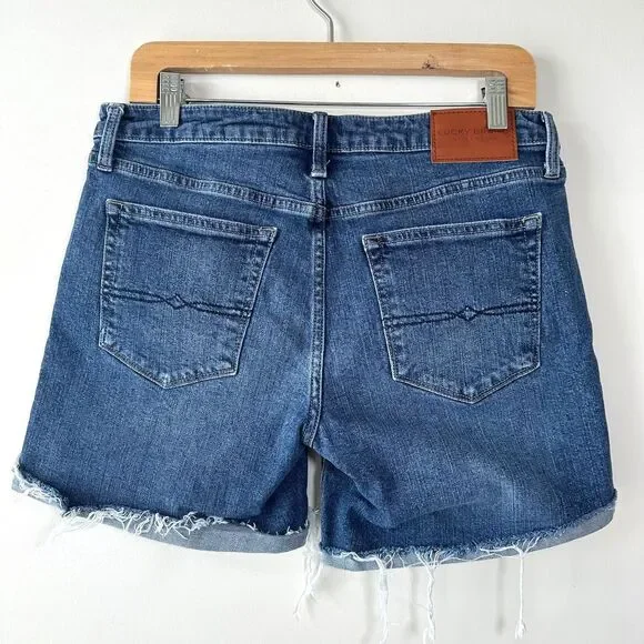 Lucky Brand The Roll Up Denim Jean Shorts Women’s Size 8/29 Medium Wash Cuffed - Picture 2 of 7